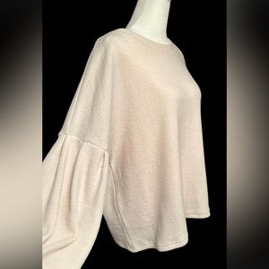 She + Sky Cream puff/bubble sleeve sweater; size large; excellent condition